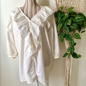 Vintage cream puff sleeve button down blouse